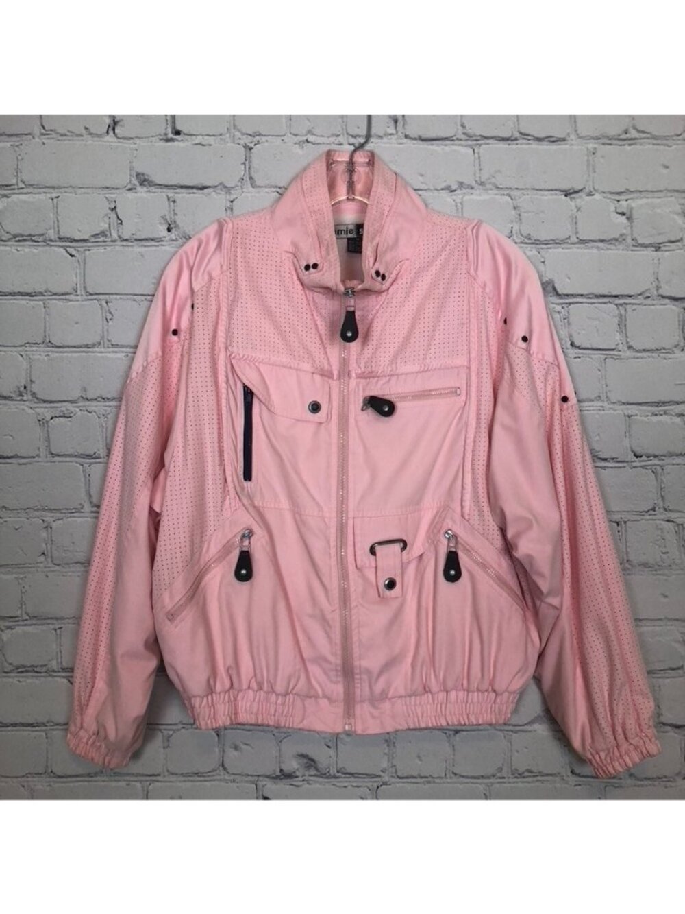 Jamie Sadock Pink Utility Golf Bomber Jacket Size M